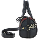Ashwood Leather & Harris Tweed® Cloth X-Small Barrel Bag Black/Green/Red: TW-60-07-BR