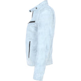 Leather Biker Jacket White: G 2131