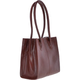 Vegetable Tanned Leather Two Section With Mid Purse Bag Chestnut : V-26