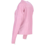 Women's Collarless Leather Fashion Jacket Pink: AWL-284
