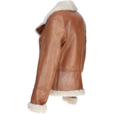 Womens Shearling Biker Jacket Cognac: 2418