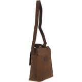 Tablet Friendly Medium Vintage Leather Messenger Bag Tan: Monti