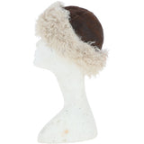 Ladies Vintage Curly Luxury Sheepskin Hat Brown/Cream: CURL HAT