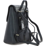Ashwood Leather & Harris Tweed® Cloth Compact Backpack Black/White: TW-65-12-BW