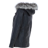 Ashwood Leather Hooded Jacket with Fur Trim Black: J-1948 F