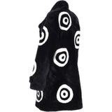 Sheepskin Coat With Roundel Detail Black/ White: D-LOOK-8