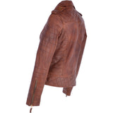 Women's Leather Biker Jacket Tan: 2741