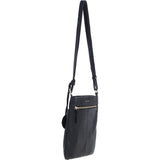 Genuine Leather Crossbody x Shoulder Bag with Golden Accents Black: 64239