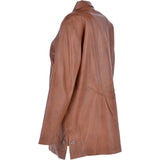 Womens Single Breasted Oversized Leather Coat Cognac/app: IVONNE 2