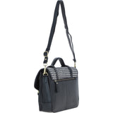 Ashwood Leather & Harris Tweed® Cloth Large Satchel Bag with Twist Lock Black/White: TW-35-12-BW