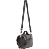 Ashwood Leather & Harris Tweed® Cloth Small Satchel Bag with Twist Lock Brown/Green: TW-33-09-BG