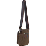 Fenland Canvas & Leather Crossbody Bag Brandy/green: FEN-751