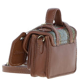 Ashwood Leather & Harris Tweed® Cloth Micro Satchel Bag with Twist Lock Tan/McLoad:TW-36-02-TM