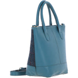Ashwood Leather & Harris Tweed® Cloth Large Grab Bag Teal/Navy: TW-64-16-TN