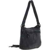 Vintage Woven Leather Shoulder Bag Black:  D-73