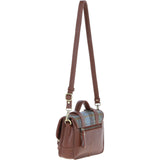 Ashwood Leather & Harris Tweed® Cloth Small Satchel Bag with Twist Lock Tan/Mcload: TW-33-02-TM