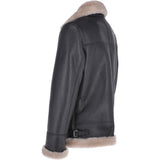 Mens Luxury Shearling Flying Jacket Black/cream: MP 34