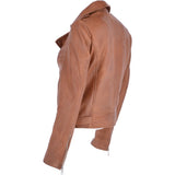 Twin Zip Fastening Leather Jacket  Cognac: ESTIMO