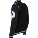 Ashwood Leather Men’s Wool and Leather Bomber Jacket with Striped Collar in Black: AWM-7