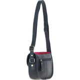 Ashwood Leather & Harris Tweed® Cloth Saddle Bag Navy/Pink: TW-26-06-NP