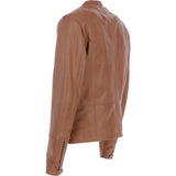Mens Leather Biker Jacket Tan: BR FONS-1