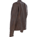 Mens Leather Biker Jacket Aq Brown: BR FONS-1
