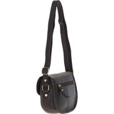 Ashwood Leather & Harris Tweed® Cloth Saddle Bag Brown/Green: TW-26-09-BG