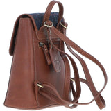 Ashwood Leather & Harris Tweed® Cloth Compact Backpack Tan/Navy: TW-65-11-TN