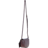 Real Leather Saddle Crossbody Bag Burgundy: 63753