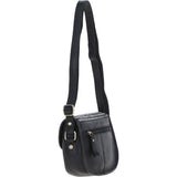 Ashwood Leather & Harris Tweed® Cloth Saddle Bag Black/White: TW-26-012-BW