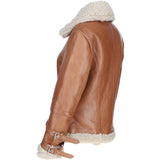 Ladies Sheepskin Aviator Jacket with Faux Fur Lining Cognac: 2419