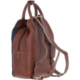 Ashwood Leather & Harris Tweed® Cloth Multi-Pocket Backpack Tan/Navy: TW-66-11-TN