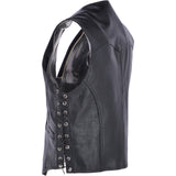 Men's Leather  Laced Waistcoat Black: W/COAT LACE PLAIN