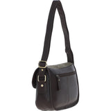 Elegant Ashwood Leather & Harris Tweed® Cloth Crossbody Bag Brown/Green: TW-27-09-BG