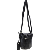 Leather Flap-Over Crossbody Bag Black: Violet