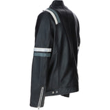 Men's Ashwood Leather Casual Jacket with Contrast Stripes Black: AWM-260