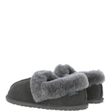 Women's Classic  Suede Sheepskin Cuff Slippers Grey: LADIES CUFF SLIPPERS