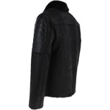 Men's Luxury Side Zip  Sheepskin Pilot Jacket Black: P-56