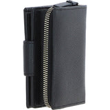 Ashwood Leather RFID Secure Wallet/Purse with Zip and Stud Closure Black: X-30