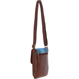 Ashwood Leather & Harris Tweed® Cloth Twist Lock Crossbody Bag Tan/LT Blue: TW-31-05-TB