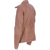 Mens Real Leather Biker Jacket Camel: AWM-Lent