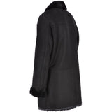 Luxury 4 Button Single Breasted Mink Collar and Sheepskin Coat Black: KE-224 MINK