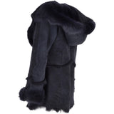 Toscana Long Haired Shearling Jacket With Large Hood Ombre Blue: KB 32 HOODED