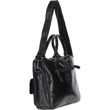 Executive Leather Laptop Bag with Buckle Pockets Black: TL-008