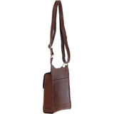 Ashwood Leather & Tweed Crossbody Bag Tan/Green Check: TW-24-010-TGNH