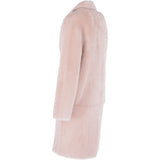 3/4 Long Shearling Fur Coat Baby Pink: 20081-G-T4