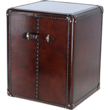Luxury Real Leather Bedside Table Chestnut: LF-151