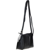 Elegant Leather Crossbody Bag with Adjustable Strap Black: Rose
