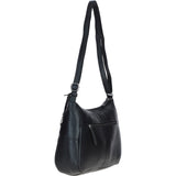 Leather Shoulder Bag with Zip & Magnetic Pocket Black: Meath