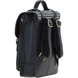 Ashwood Leather & Harris Tweed® Cloth Medium Backpack with Twist Lock Black/White: TW-37-012-BW